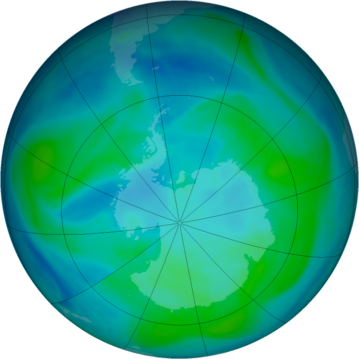 Antarctic ozone map for 27 January 2008